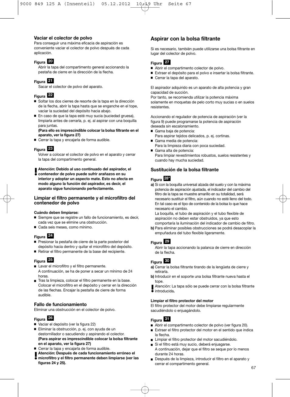 Aspirar con la bolsa filtrante | Siemens VS06G2080 User Manual | Page 68 / 117