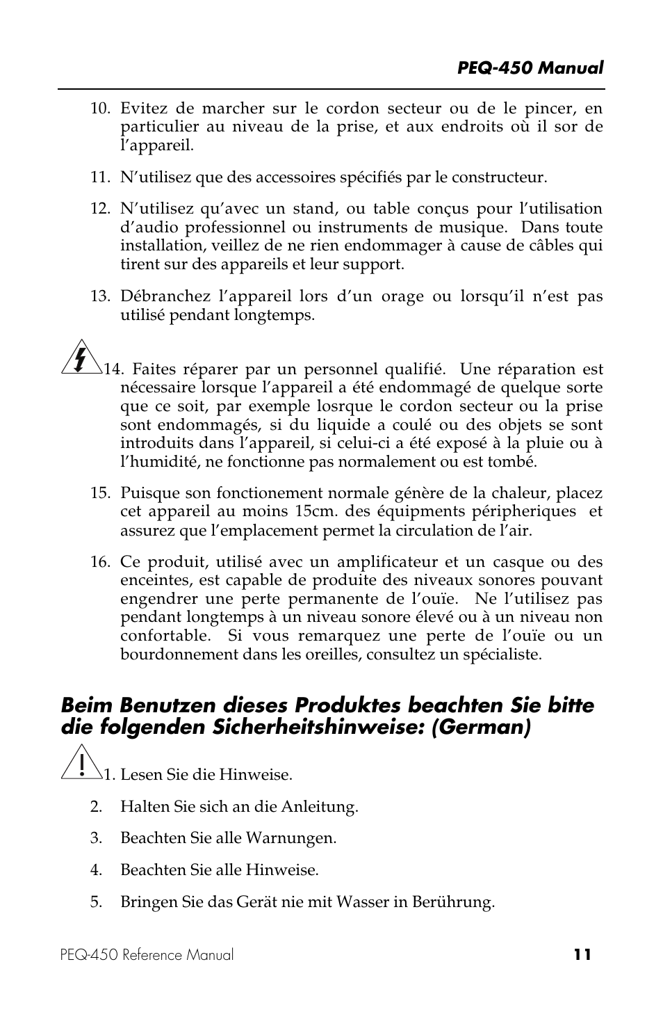 ALESIS PEQ-450 User Manual | Page 11 / 44