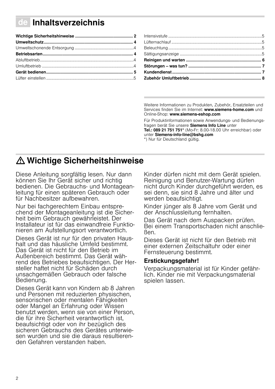 Siemens LC98KA671 User Manual | Page 2 / 24