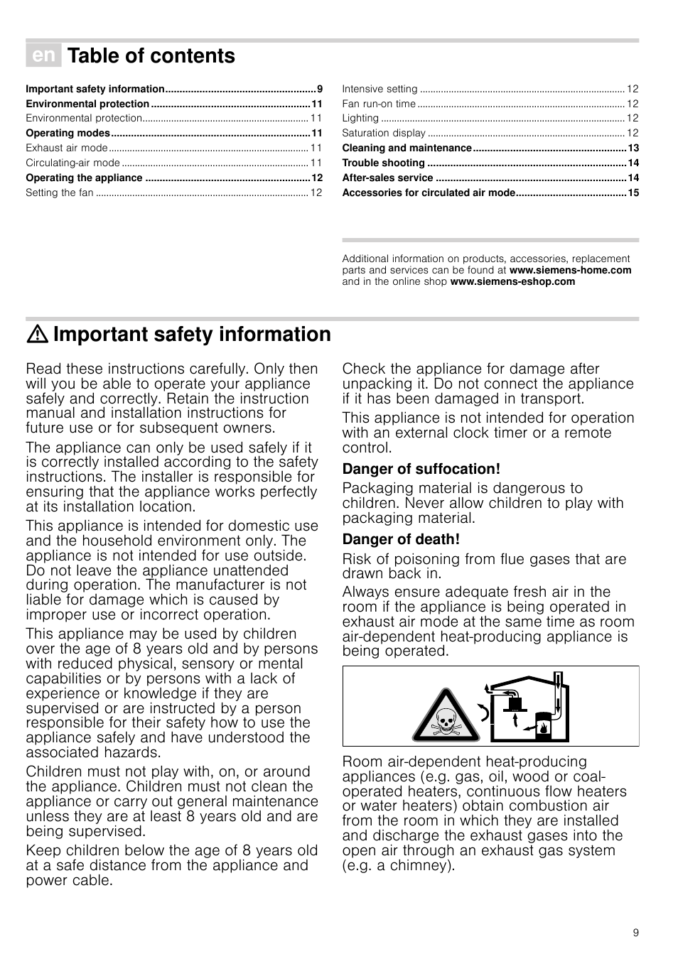 Siemens LC98KA671 User Manual | Page 9 / 24