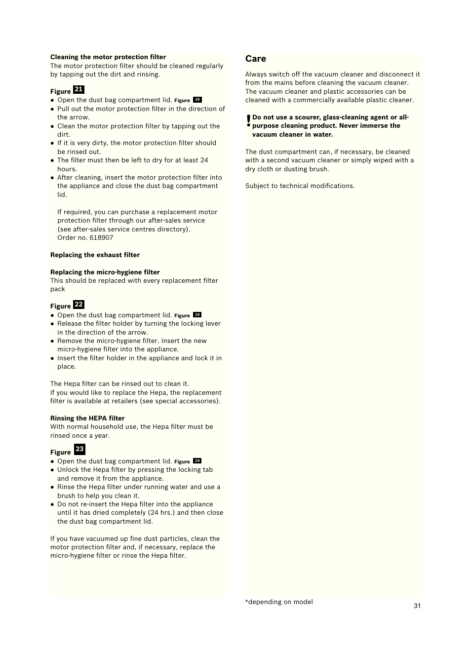 Care | Siemens VSZ5GPX2 User Manual | Page 37 / 94