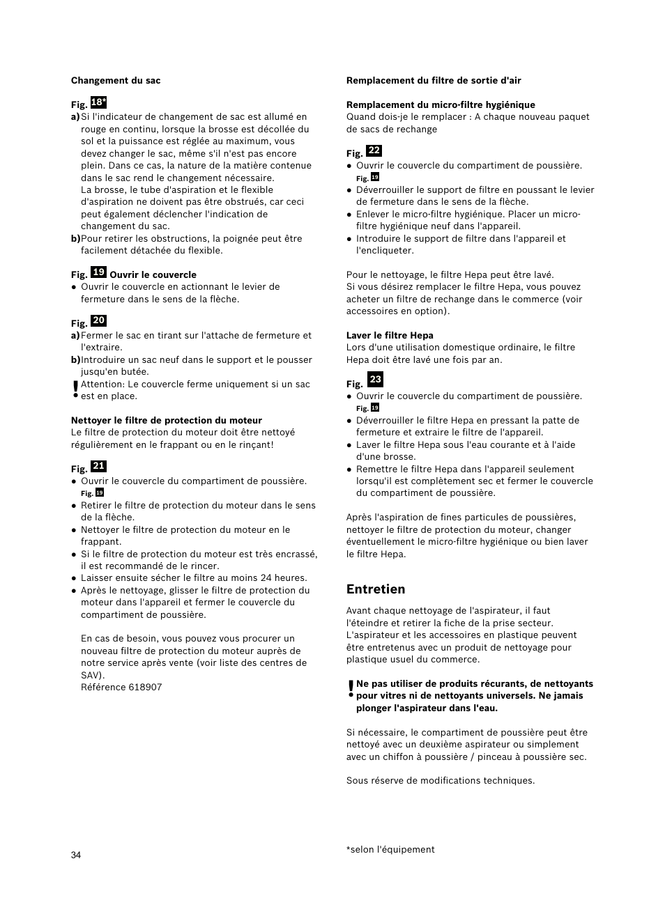 Entretien | Siemens VSZ5GPX2 User Manual | Page 40 / 94