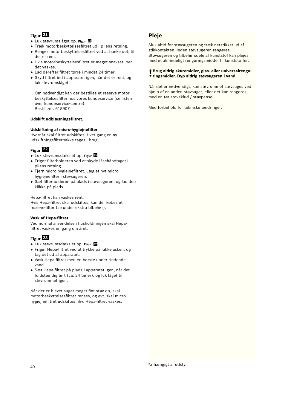 Pleje | Siemens VSZ5GPX2 User Manual | Page 46 / 94