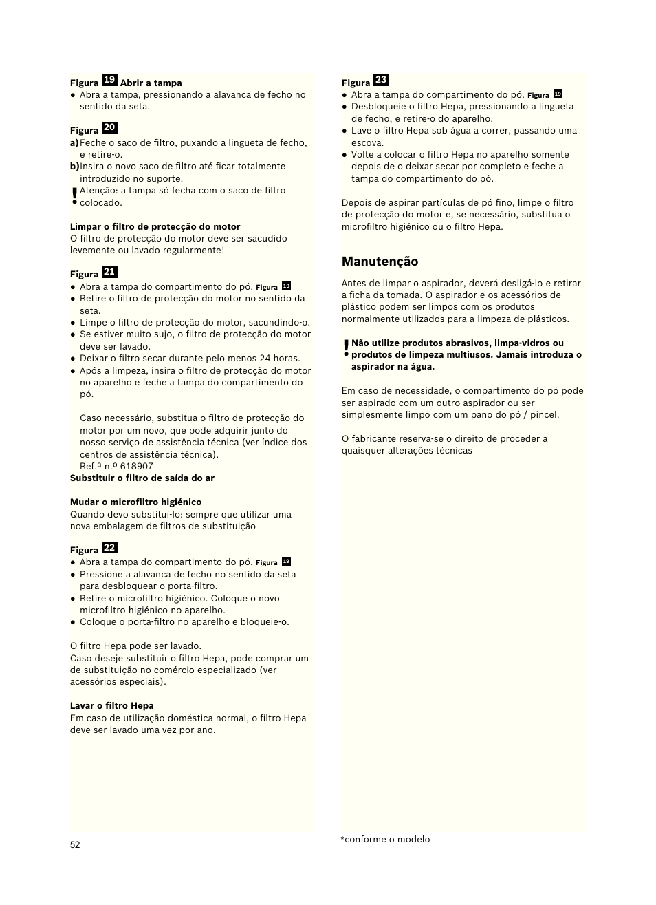 Manutenção | Siemens VSZ5GPX2 User Manual | Page 58 / 94