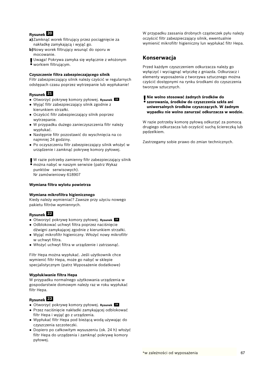 Konserwacja | Siemens VSZ5GPX2 User Manual | Page 73 / 94