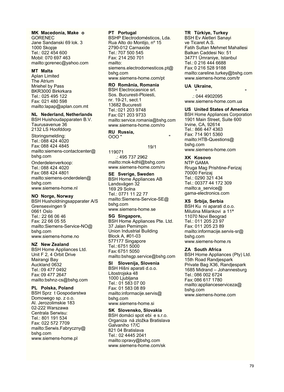 Siemens VSZ5GPX2 User Manual | Page 85 / 94