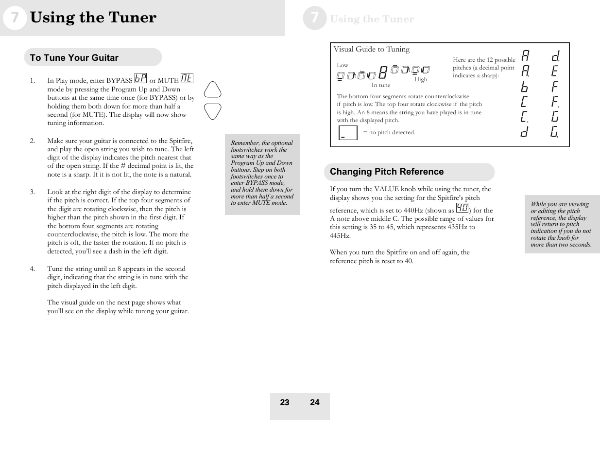 7 using the tuner | ALESIS Spitfire 60 User Manual | Page 26 / 48