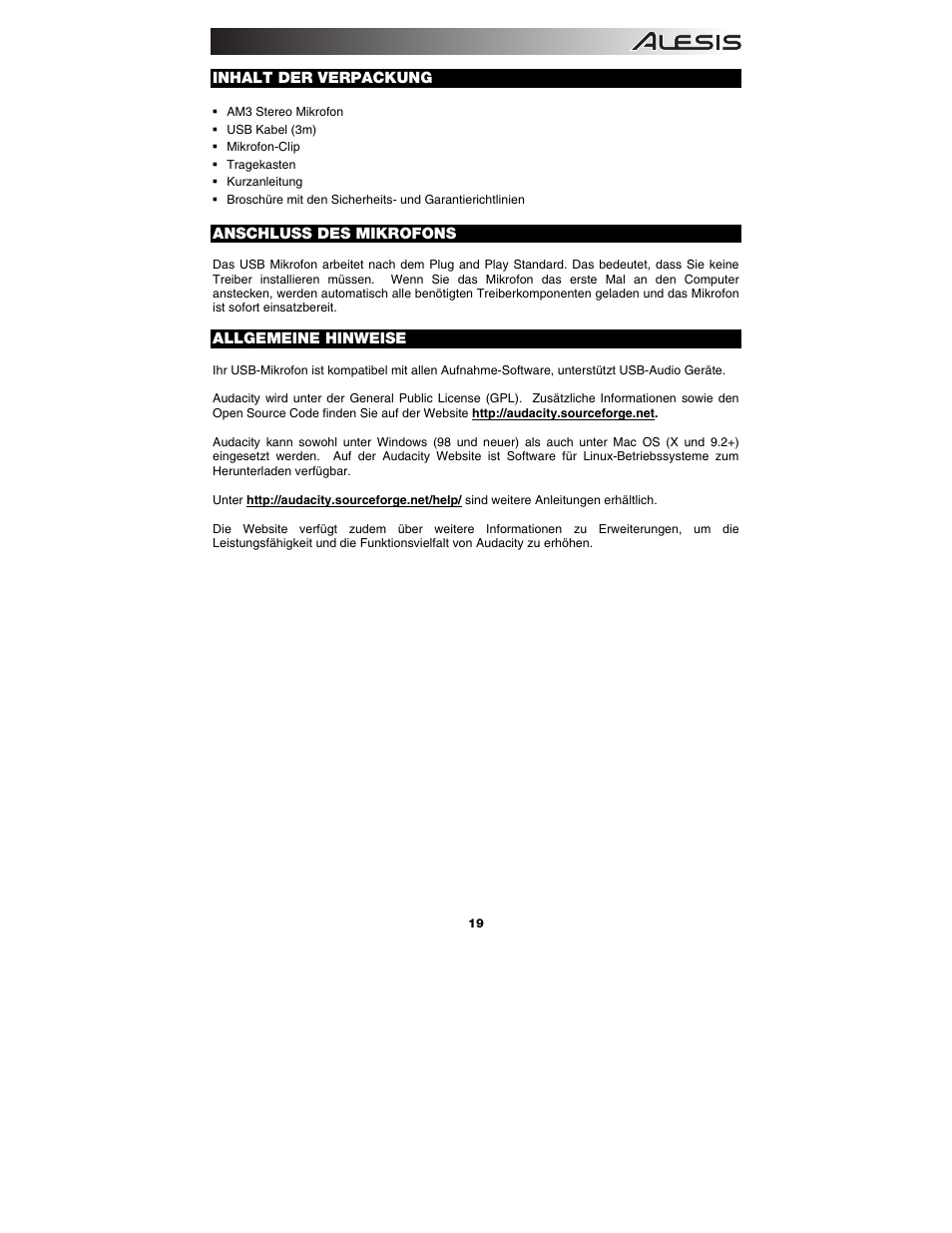 ALESIS AM3 User Manual | Page 21 / 36
