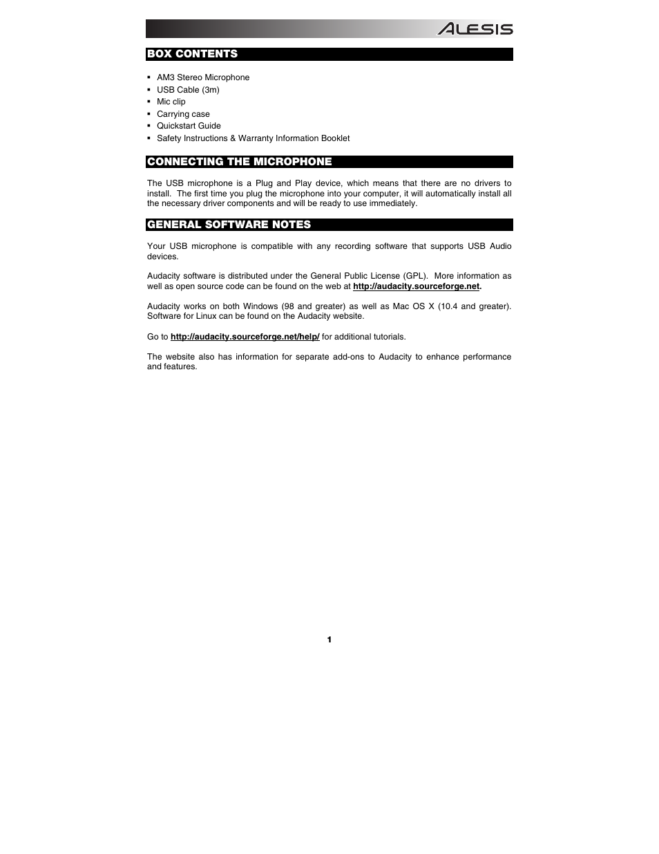 ALESIS AM3 User Manual | Page 3 / 36