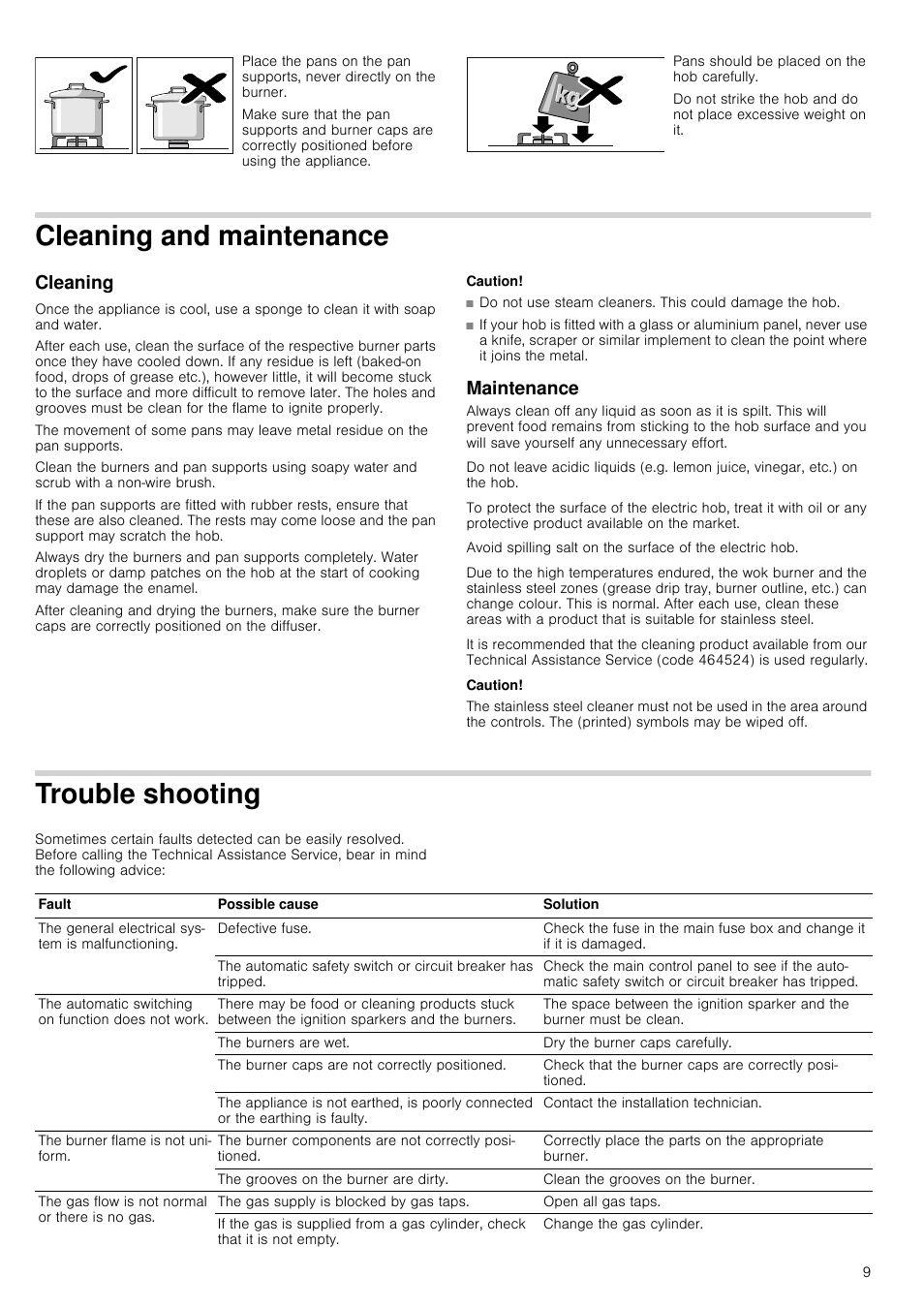 Cleaning and maintenance, Cleaning, Caution | Maintenance, Trouble shooting, Cleaning maintenance | Siemens EC645PB90E User Manual | Page 9 / 32