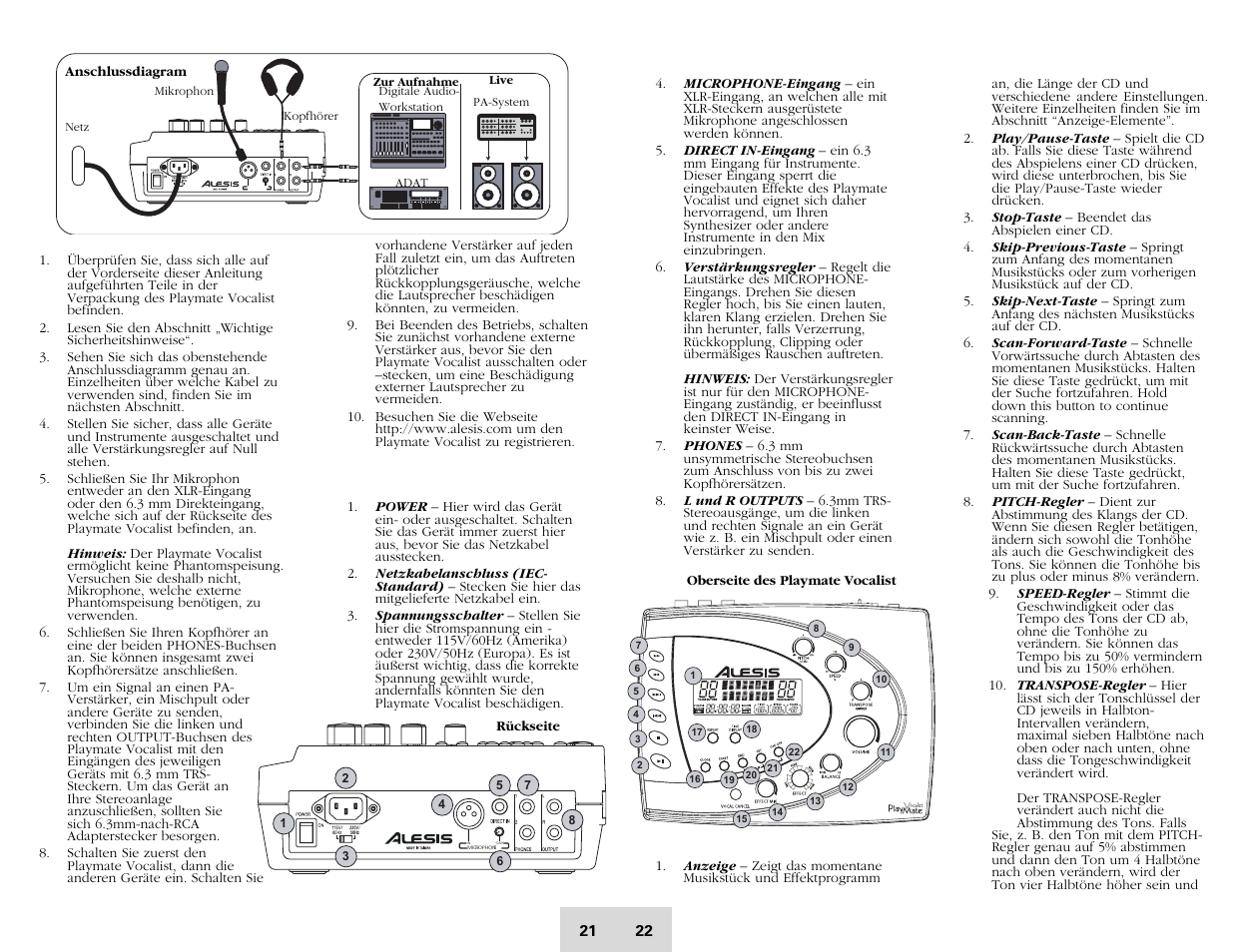 ALESIS Playmate Vocalist User Manual | Page 21 / 32
