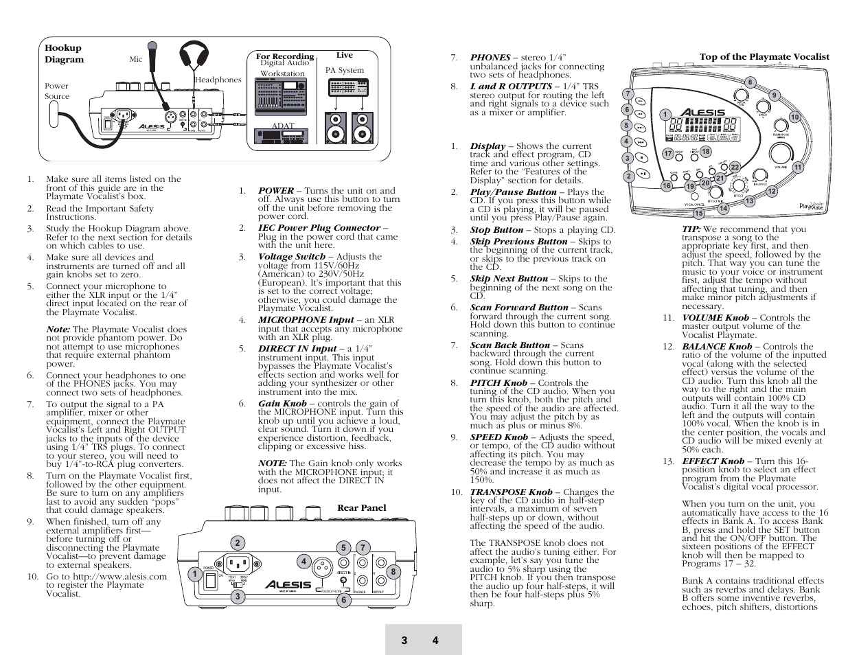 ALESIS Playmate Vocalist User Manual | Page 4 / 32