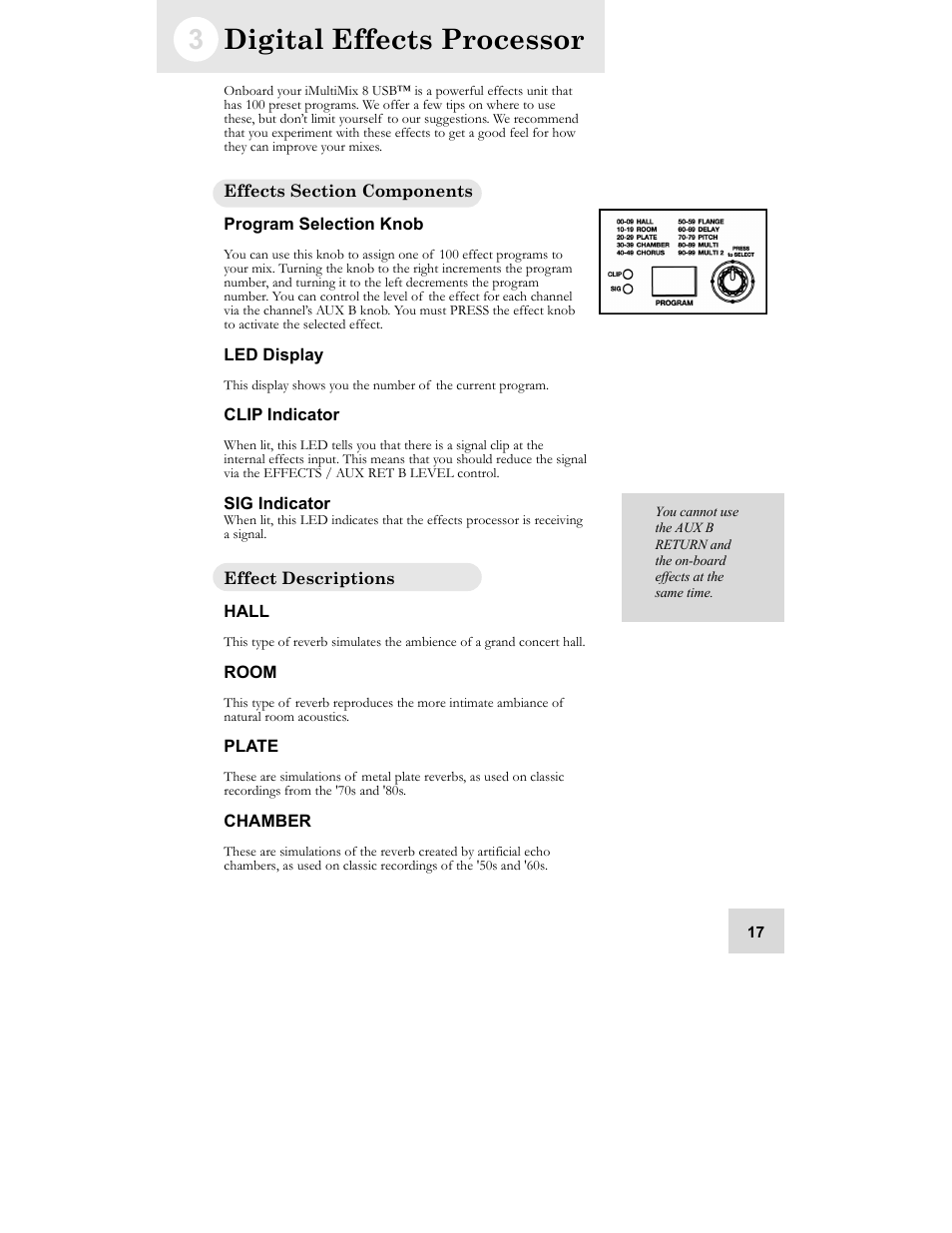 Digital effects processor | ALESIS iMultiMix 8 USB User Manual | Page 19 / 36