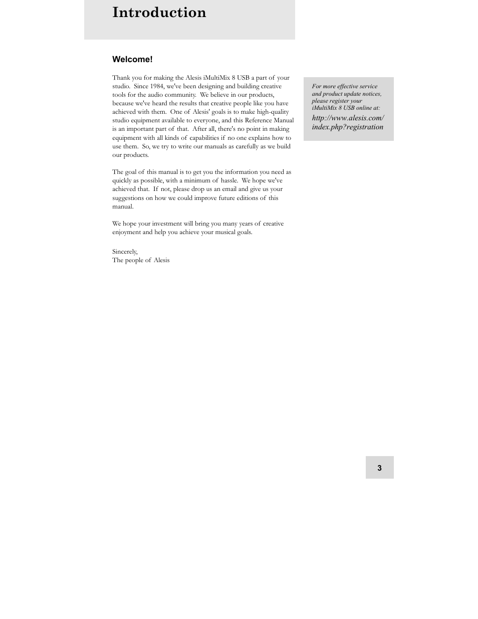 Introduction | ALESIS iMultiMix 8 USB User Manual | Page 5 / 36