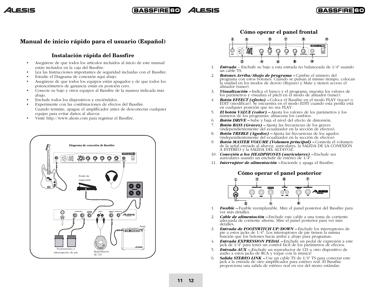 Manual de inicio rápido para el usuario (español) | ALESIS BASSFIRE 60 User Manual | Page 13 / 51