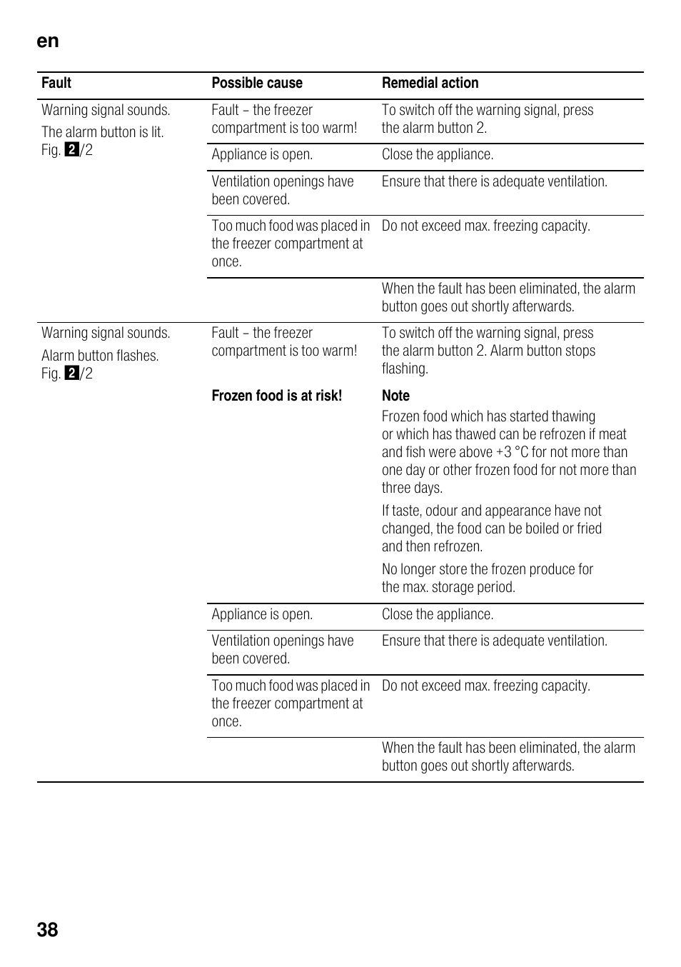 En 38 | Siemens KG49NVI20 User Manual | Page 38 / 102