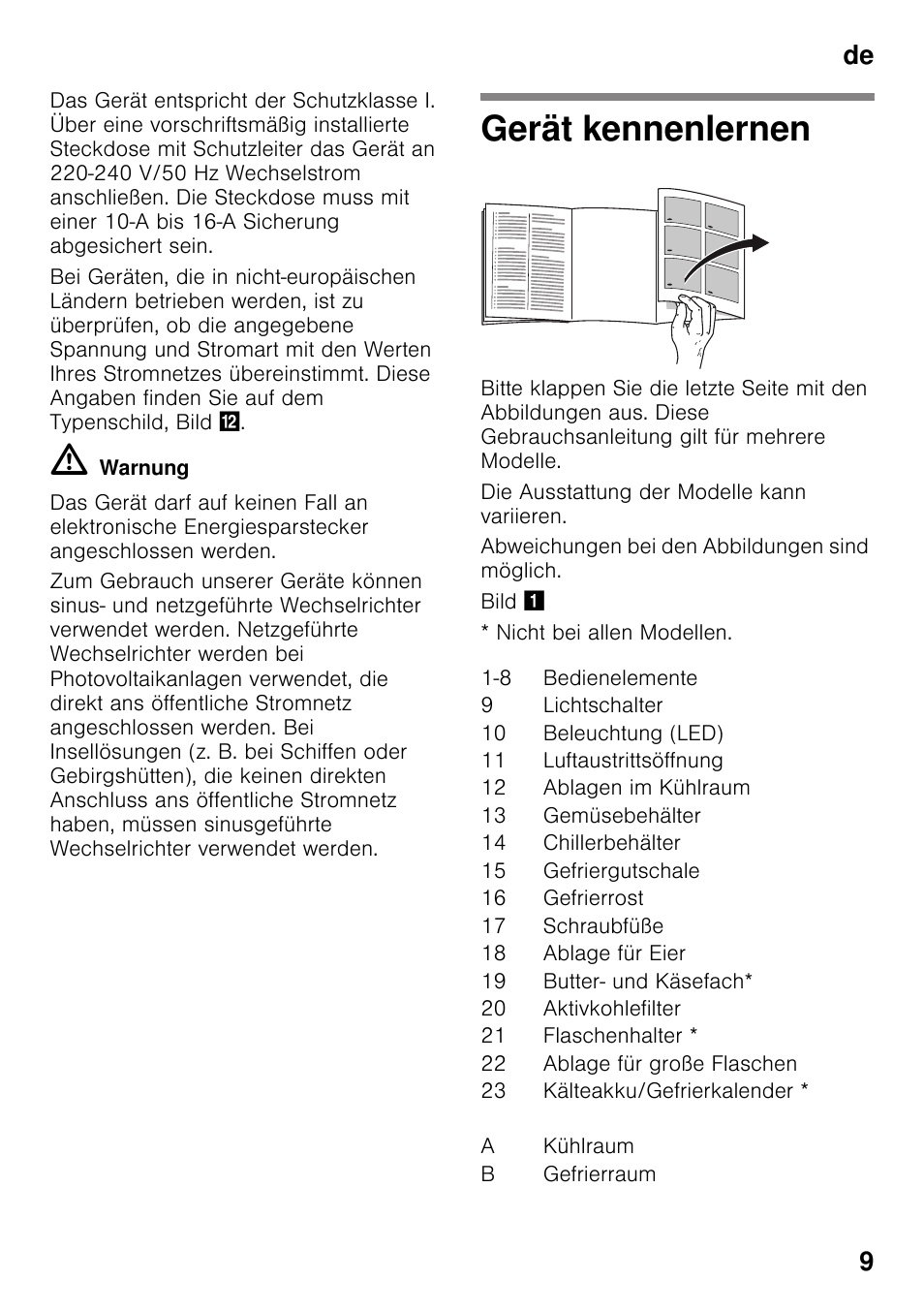 Gerät kennenlernen, De 9 | Siemens KG49NVI20 User Manual | Page 9 / 102