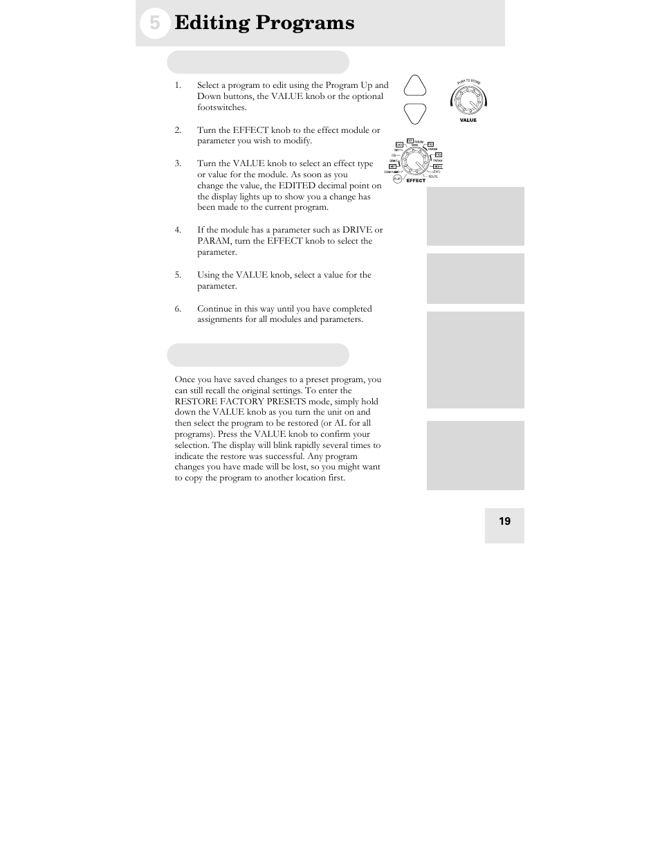 5 editing programs | ALESIS WILDFIRE 30 User Manual | Page 21 / 48