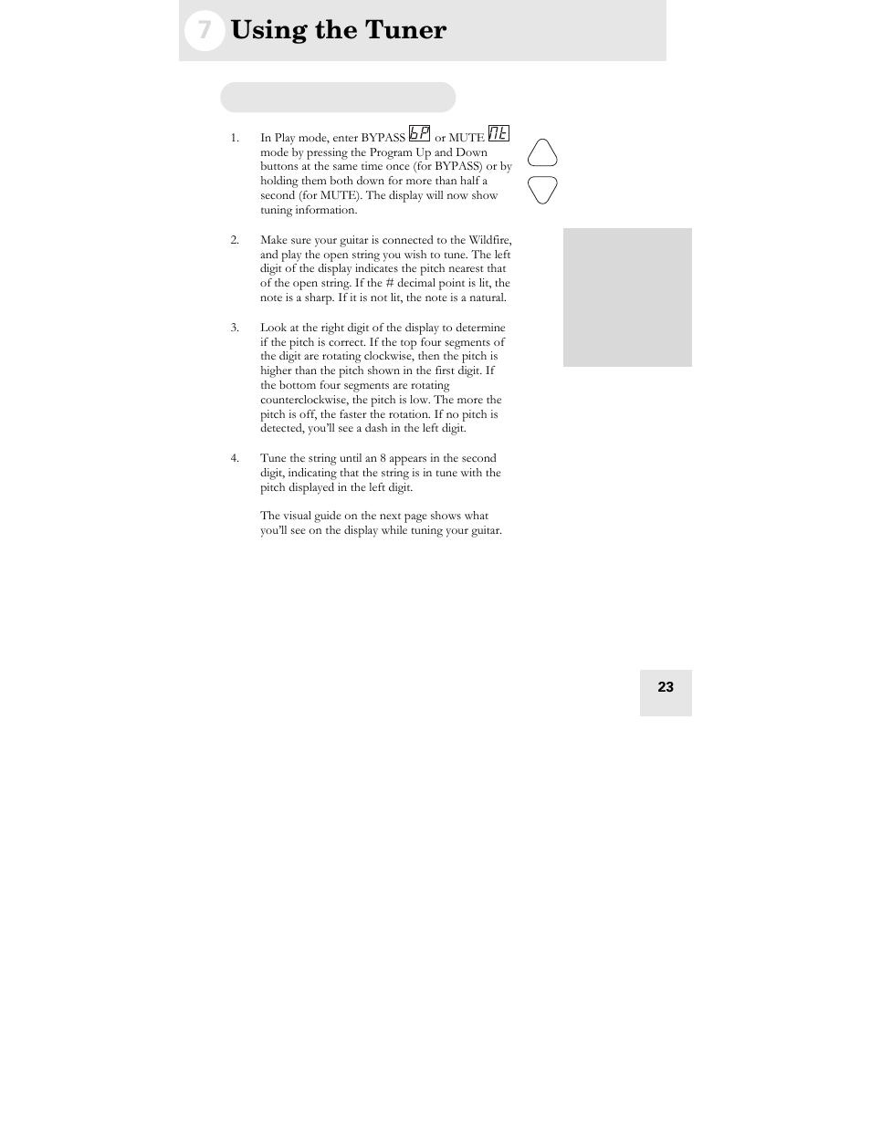 7 using the tuner | ALESIS WILDFIRE 30 User Manual | Page 25 / 48