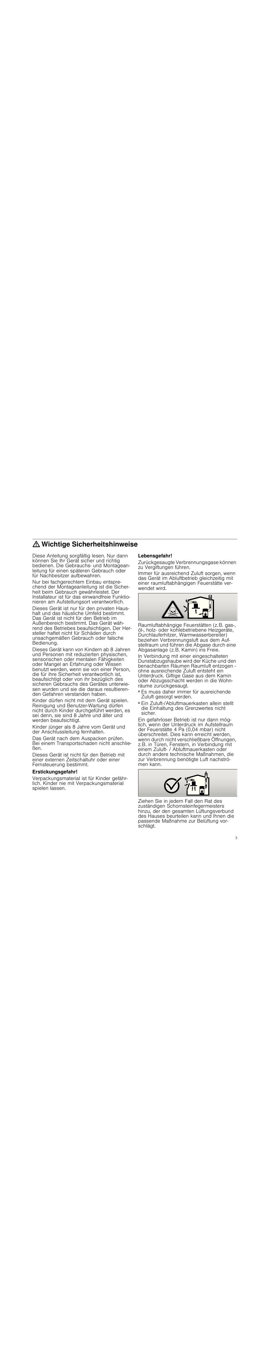 Wichtige sicherheitshinweise, Erstickungsgefahr, Lebensgefahr | Siemens LD97AA670 User Manual | Page 3 / 96
