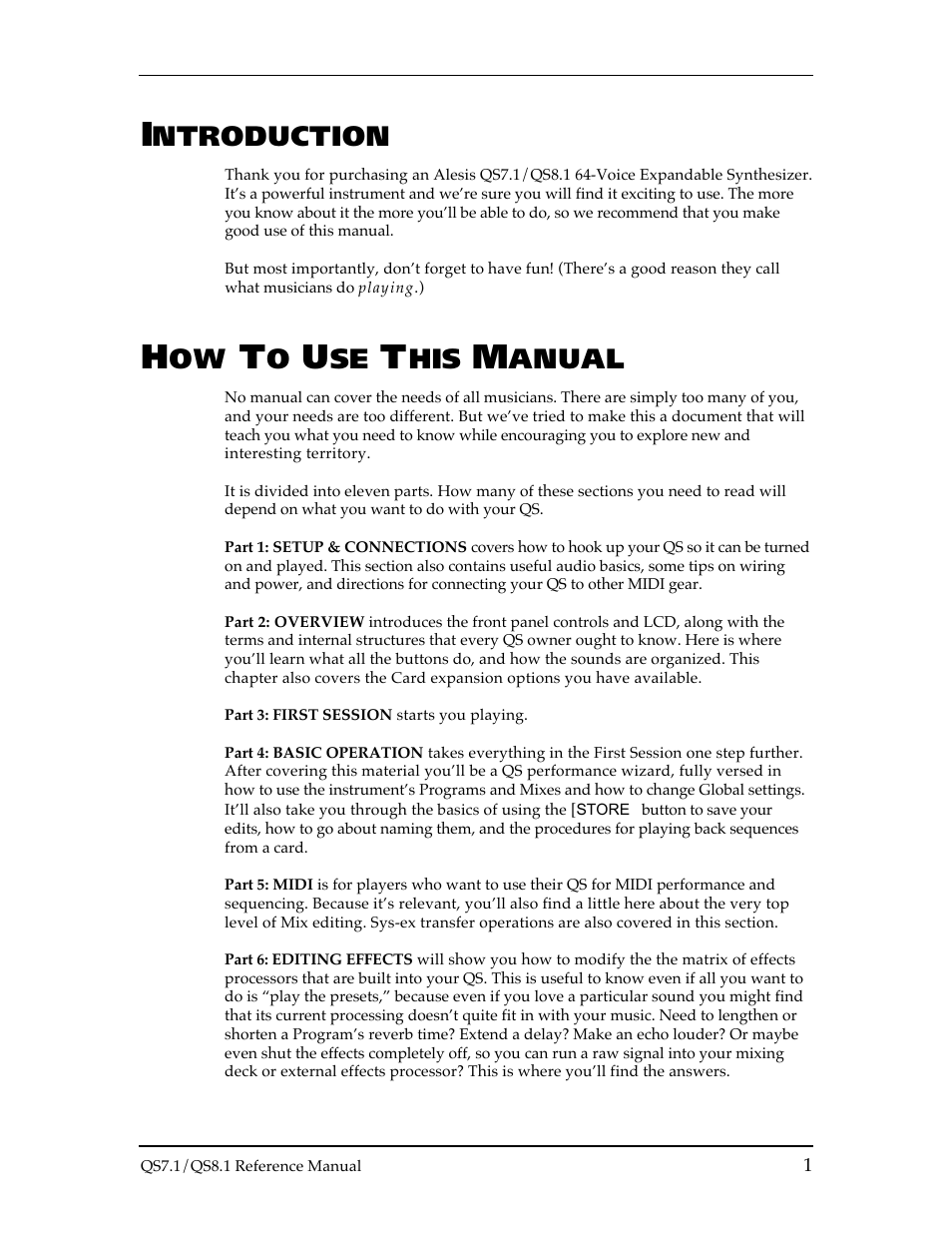 Ntroduction, Anual | ALESIS QS8.1 User Manual | Page 2 / 188