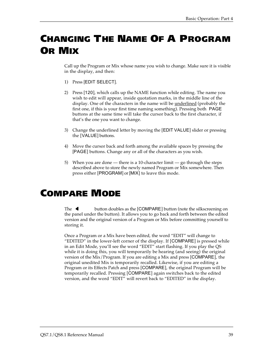 Hanging, Rogram, Ompare | ALESIS QS8.1 User Manual | Page 42 / 188