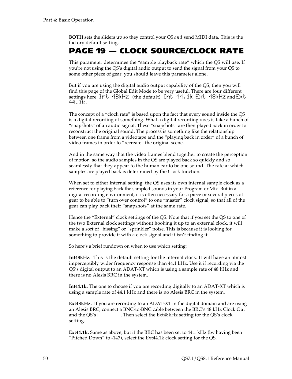 Page 19 — clock source/clock rate | ALESIS QS8.1 User Manual | Page 53 / 188