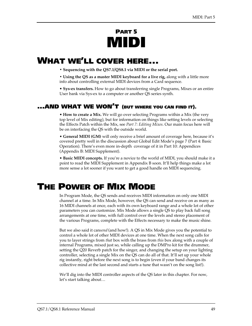 Midi, Hat we, Ll cover here | Ower of | ALESIS QS8.1 User Manual | Page 55 / 188