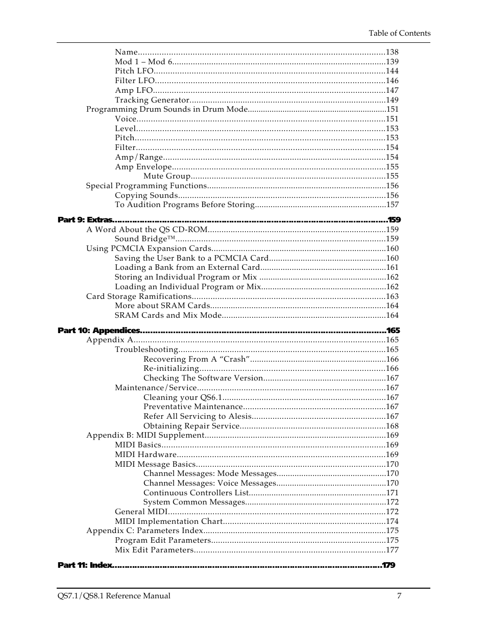 ALESIS QS8.1 User Manual | Page 7 / 188