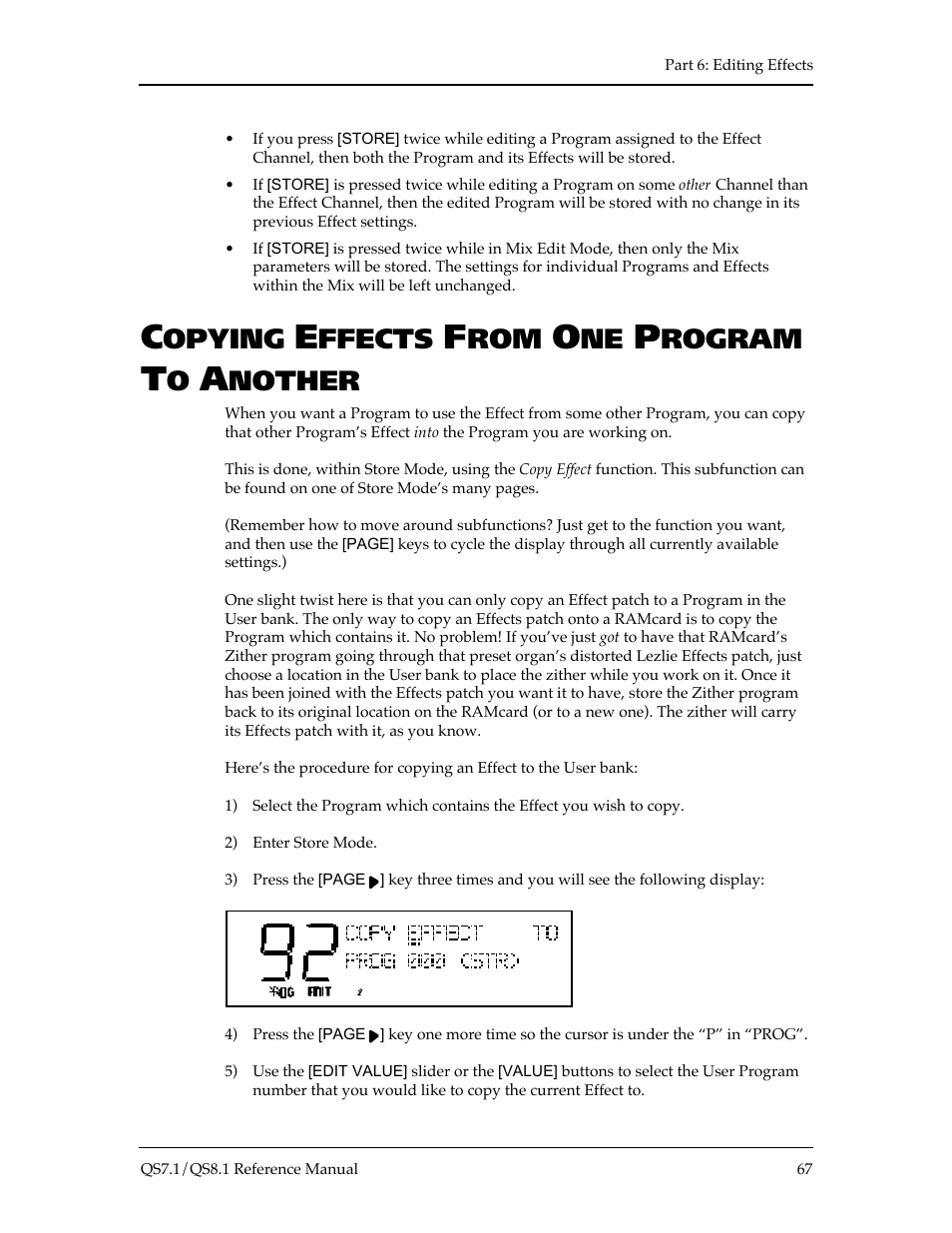 Opying, Ffects, Rogram | Nother | ALESIS QS8.1 User Manual | Page 73 / 188