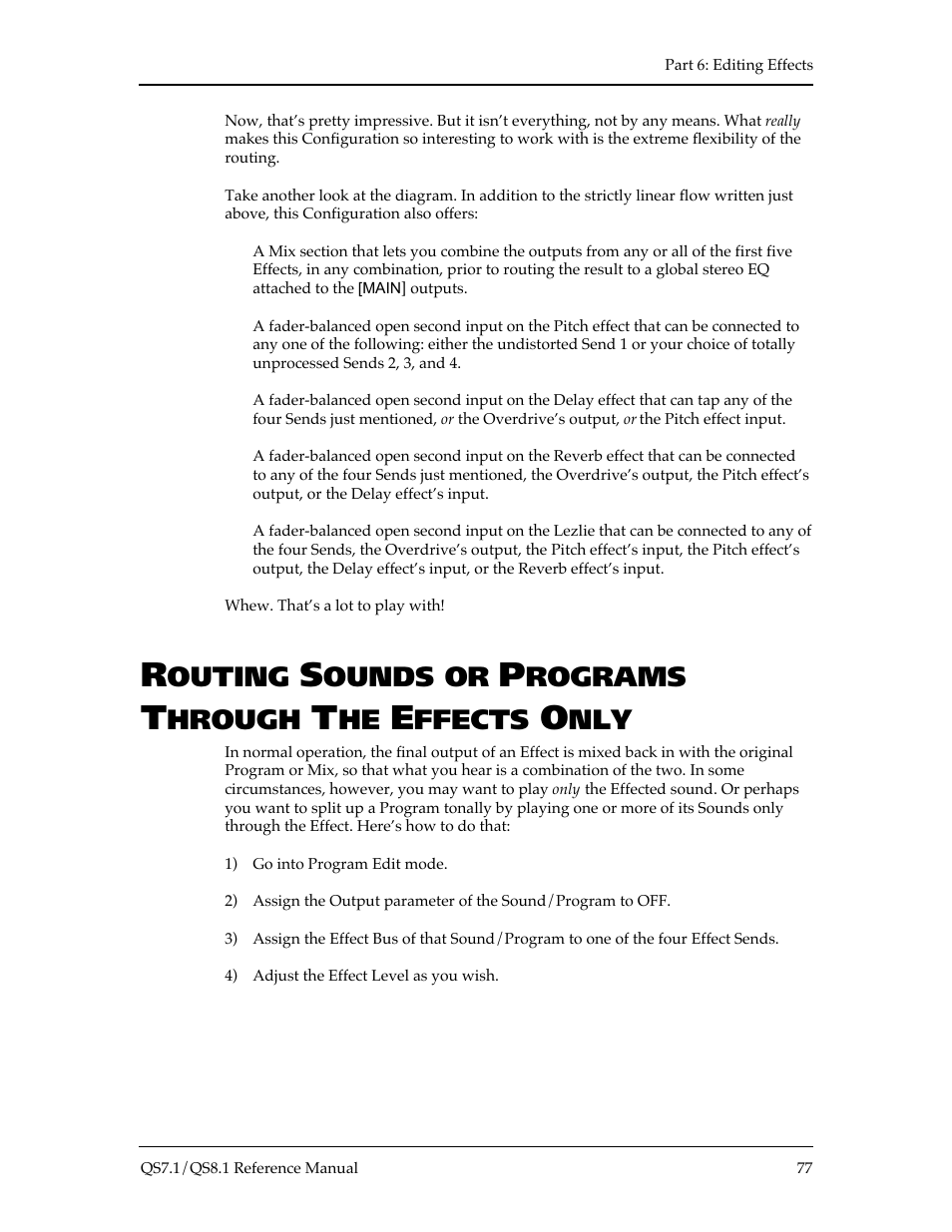 Outing, Ounds or, Rograms | Hrough, Ffects | ALESIS QS8.1 User Manual | Page 83 / 188