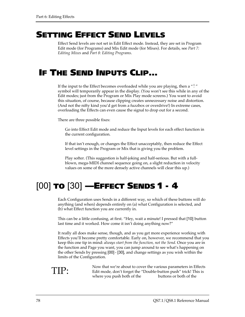 Etting, Ffect, Evels | Nputs, Ends | ALESIS QS8.1 User Manual | Page 84 / 188