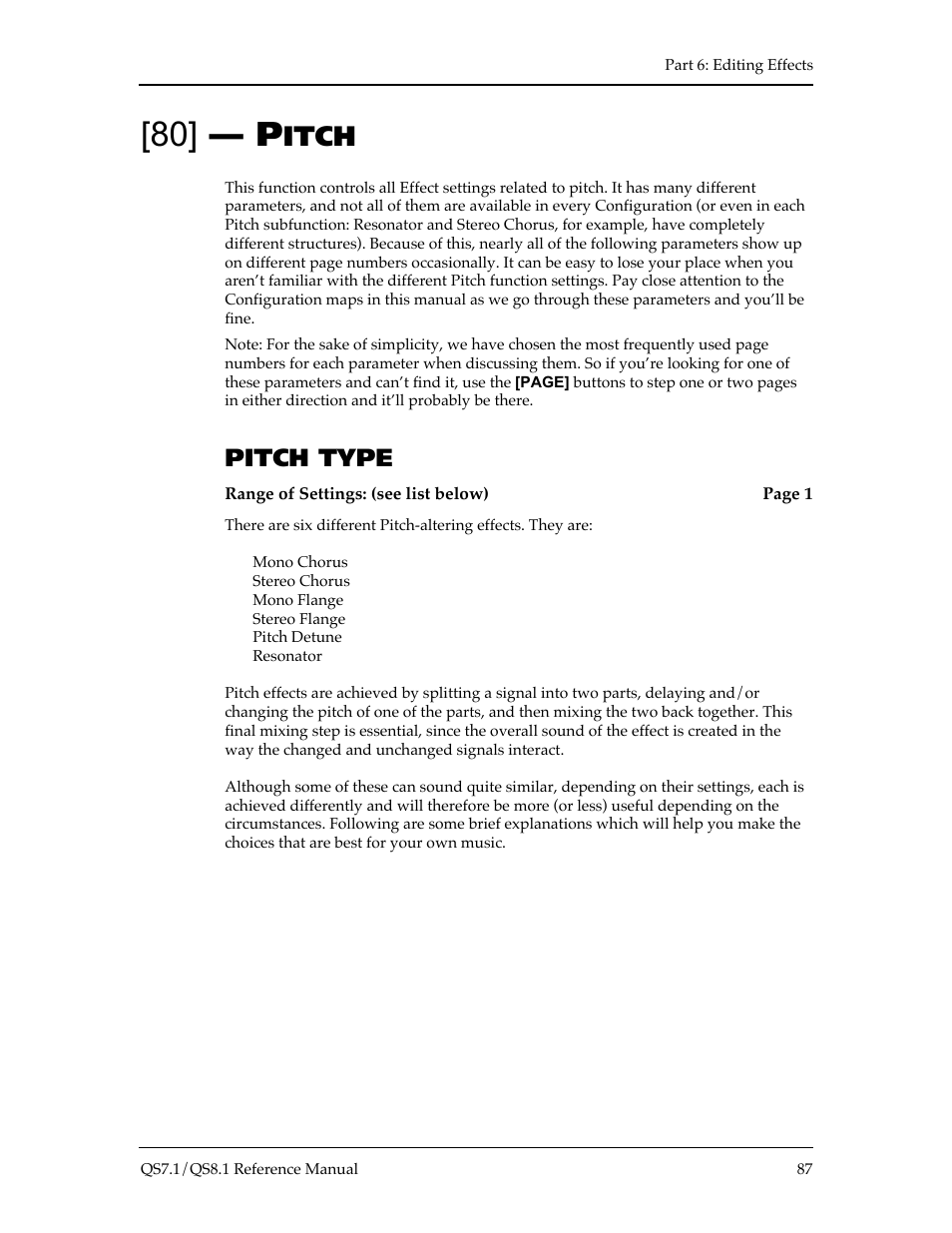 Itch, Pitch type | ALESIS QS8.1 User Manual | Page 93 / 188