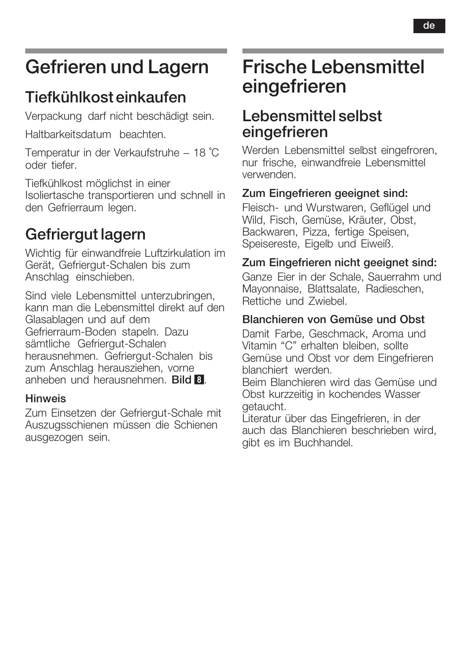 Gefrieren und lagern, Frische lebensmittel eingefrieren, Tiefkühlkost einkaufen | Gefriergut lagern, Lebensmittel selbst eingefrieren | Siemens KI34NP60 User Manual | Page 15 / 98