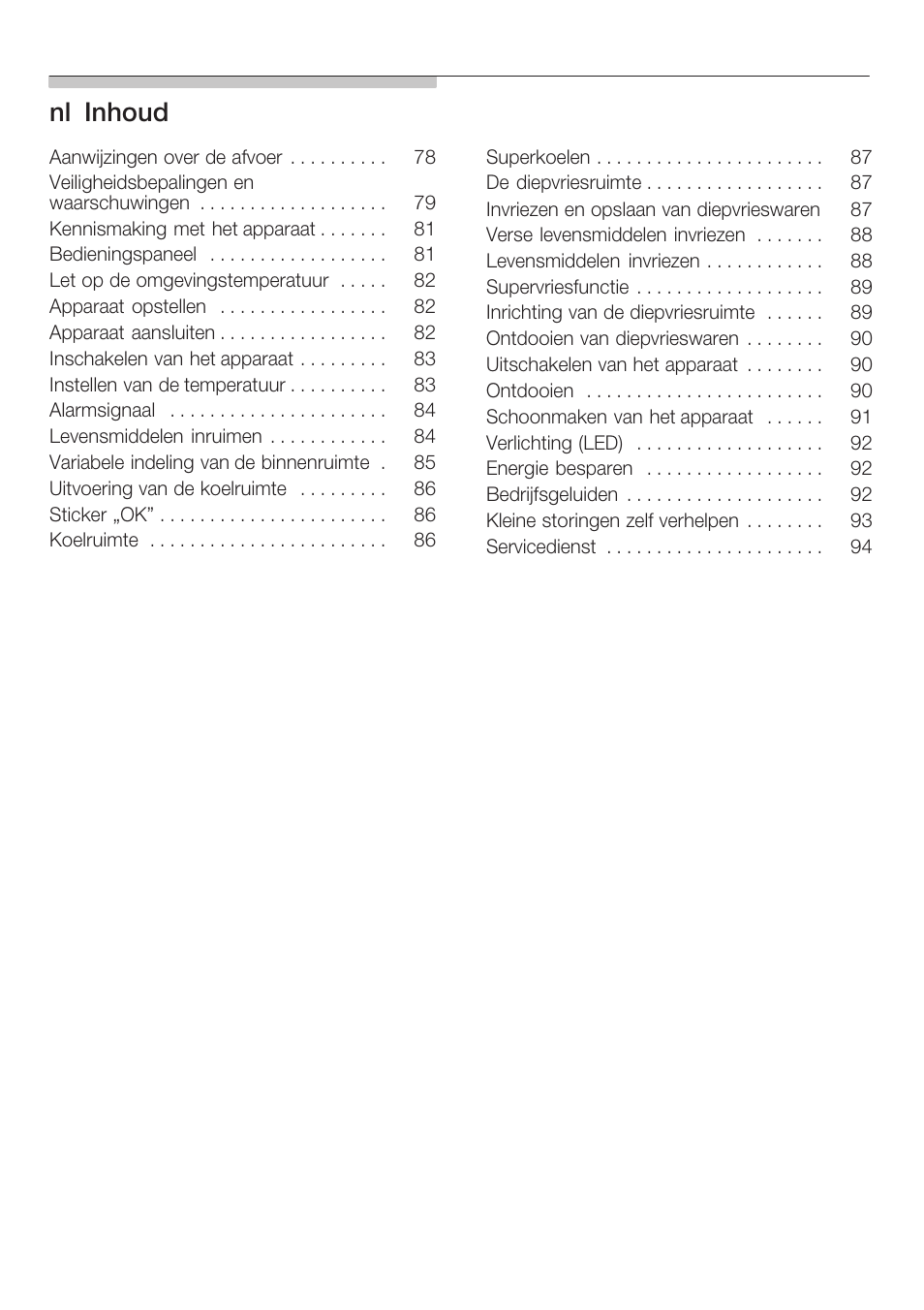 Nląinhoud | Siemens KI34NP60 User Manual | Page 4 / 98