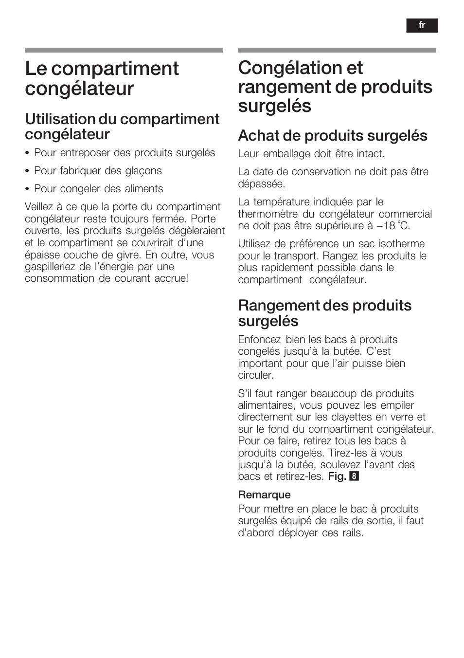 Le compartiment congélateur, Congélation et rangement de produits surgelés, Utilisation du compartiment congélateur | Achat de produits surgelés, Rangement des produits surgelés | Siemens KI34NP60 User Manual | Page 51 / 98