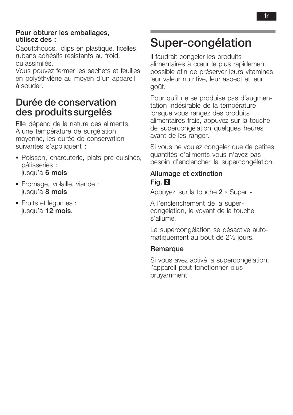 Superćcongélation, Durée de conservation desăproduits surgelés | Siemens KI34NP60 User Manual | Page 53 / 98