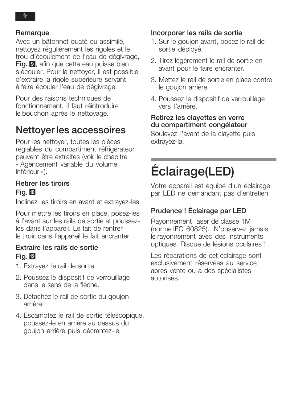 Éclairage, Led), Nettoyer les accessoires | Siemens KI34NP60 User Manual | Page 56 / 98