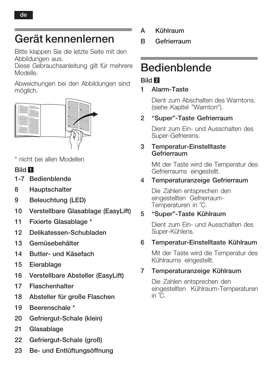 Gerät kennenlernen, Bedienblende | Siemens KI34NP60 User Manual | Page 8 / 98