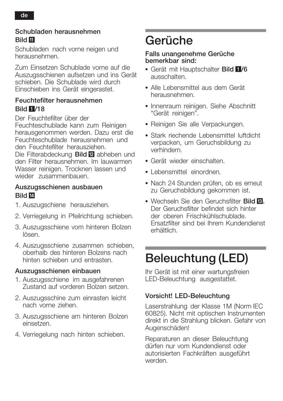 Gerüche, Beleuchtung (led) | Siemens KI40FP60 User Manual | Page 18 / 104