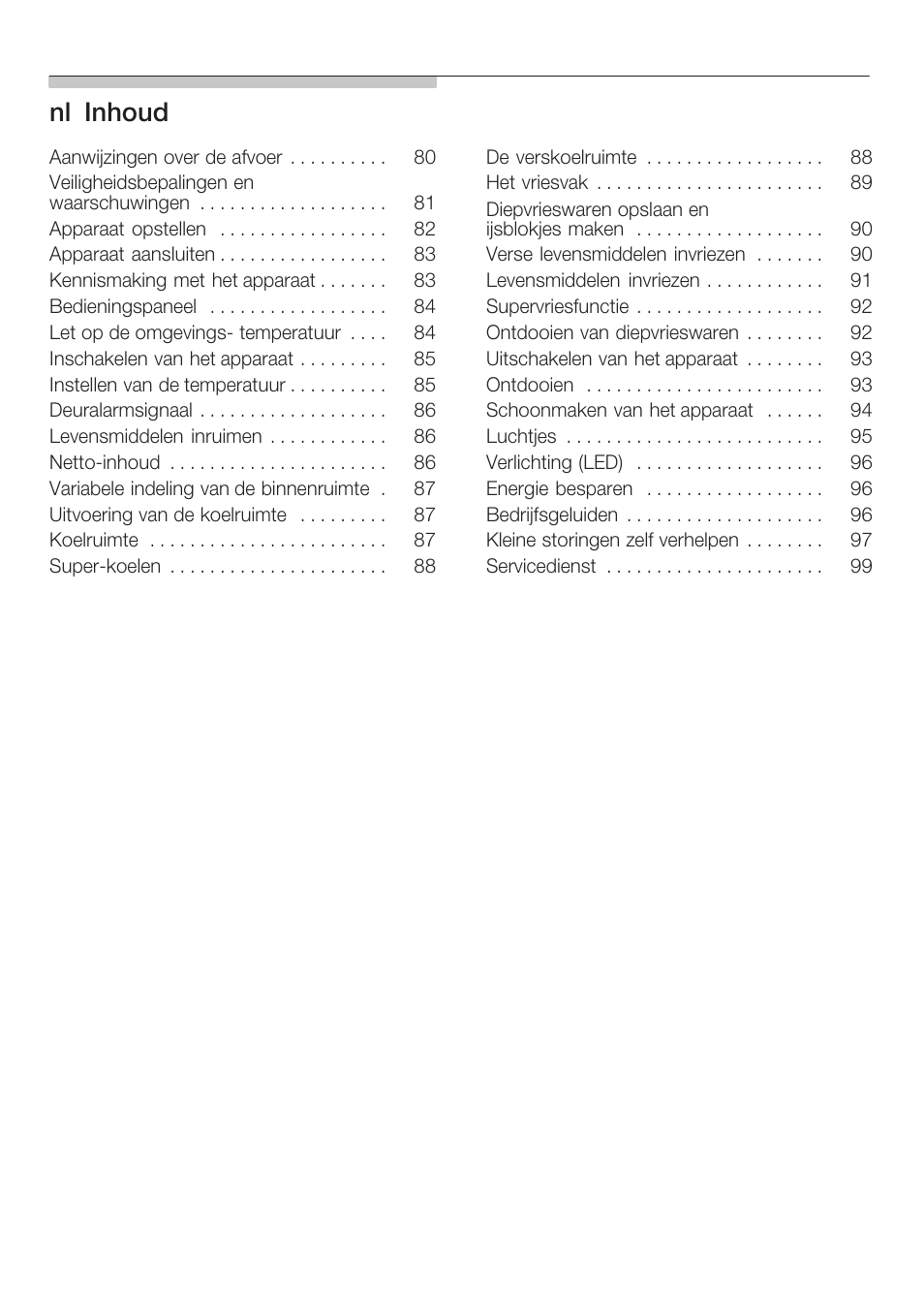 Nląinhoud | Siemens KI40FP60 User Manual | Page 4 / 104