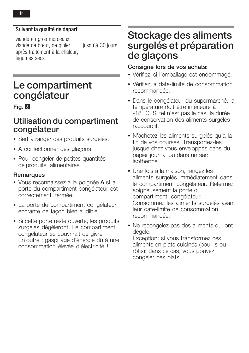 Le compartiment congélateur, Utilisation du compartiment congélateur | Siemens KI40FP60 User Manual | Page 50 / 104