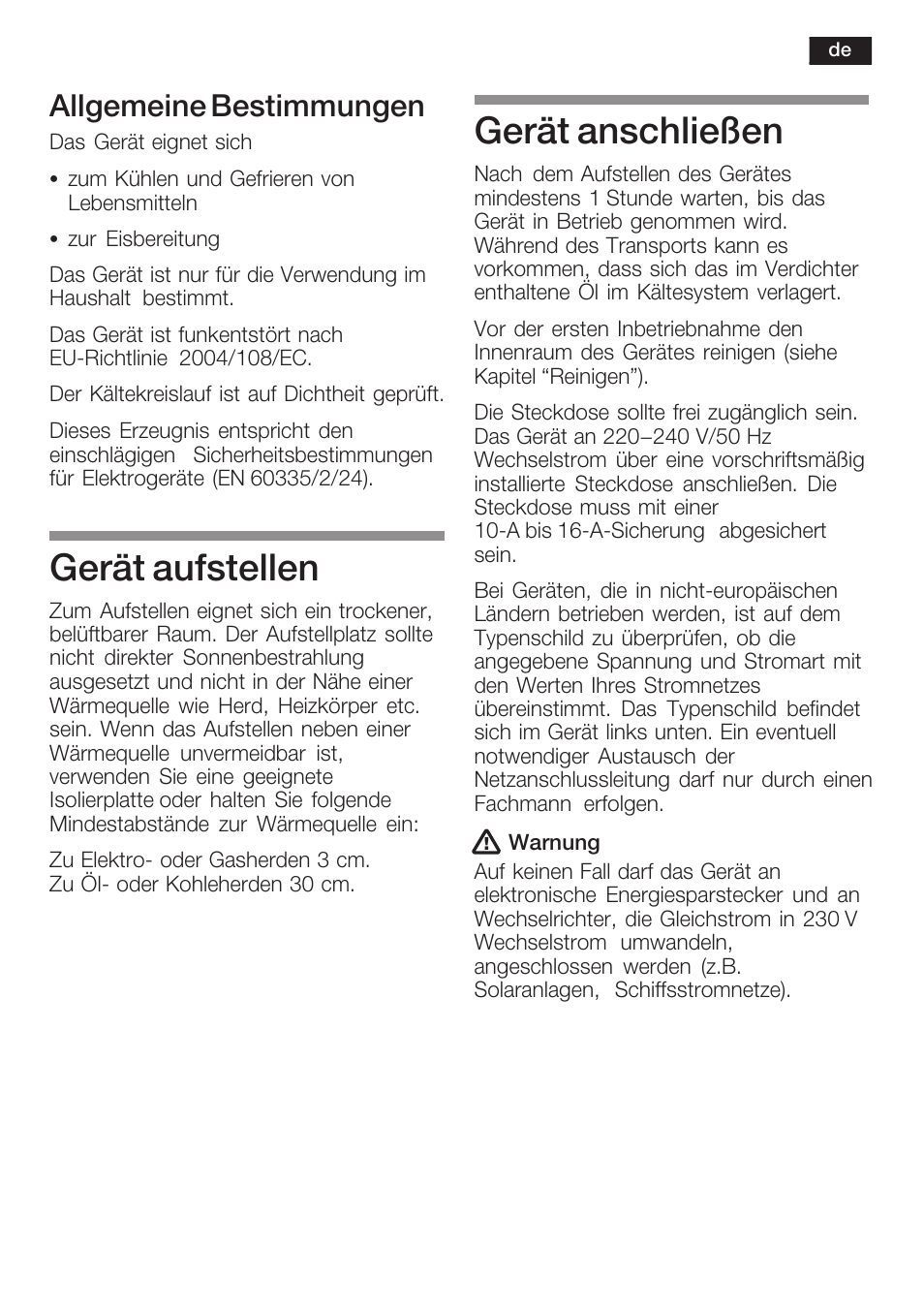 Gerät aufstellen, Gerät anschließen, Allgemeine bestimmungen | Siemens KI40FP60 User Manual | Page 7 / 104