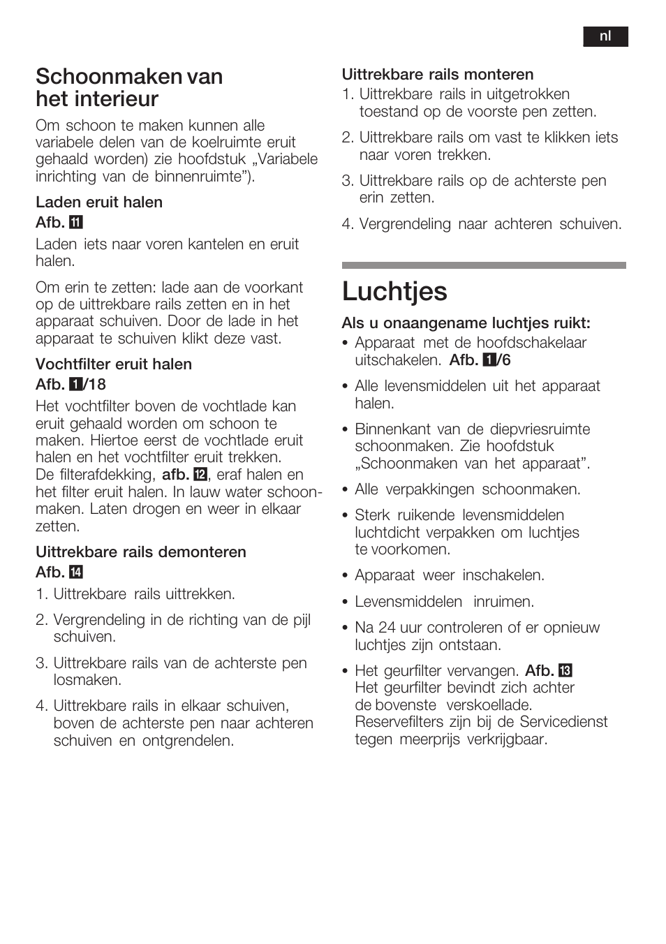 Luchtjes, Schoonmaken van het interieur | Siemens KI40FP60 User Manual | Page 95 / 104