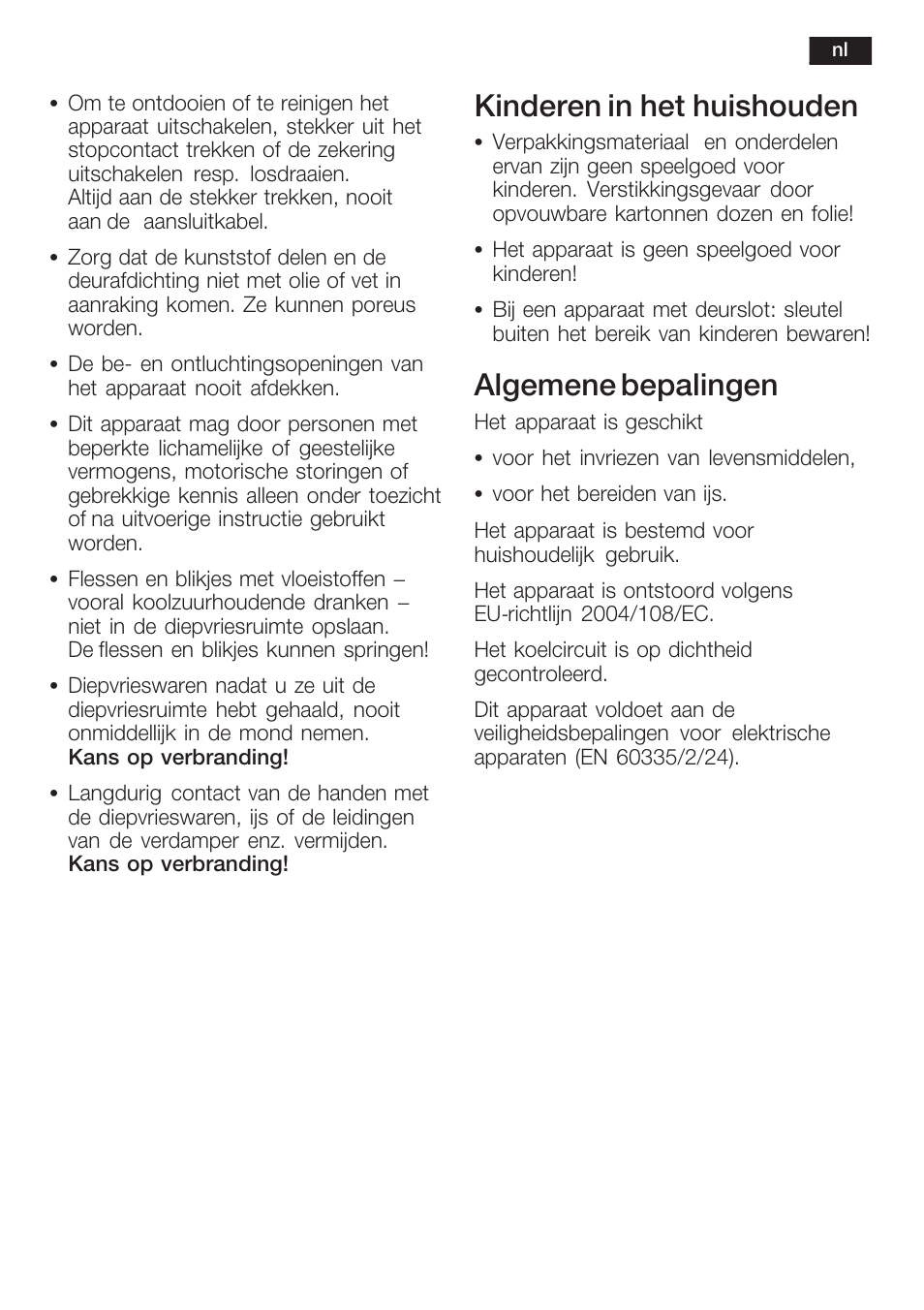 Kinderen in het huishouden, Algemene bepalingen | Siemens GI38NP60 User Manual | Page 61 / 76