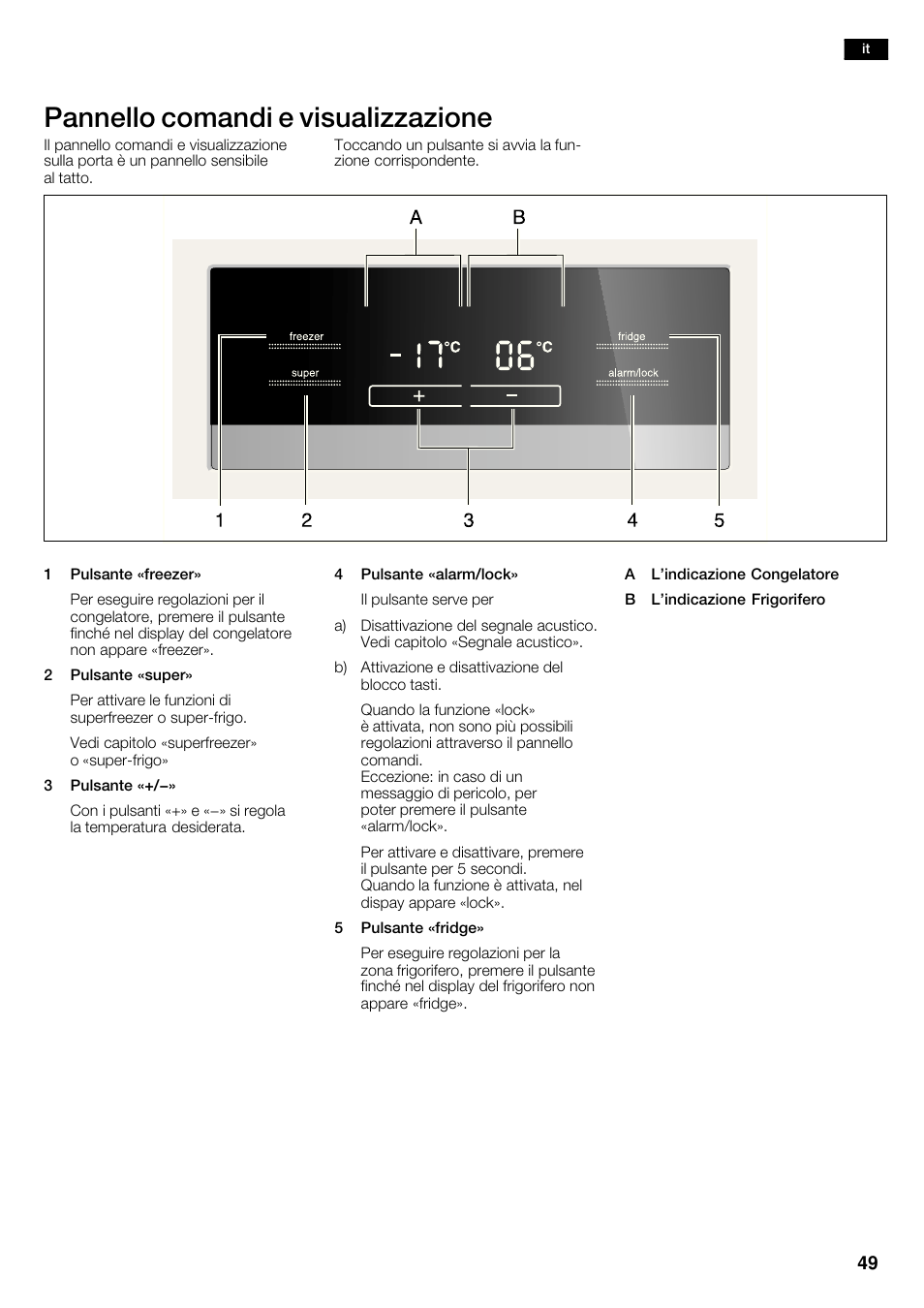 Pannello comandi e visualizzazione | Siemens KA62NV40 User Manual | Page 49 / 71