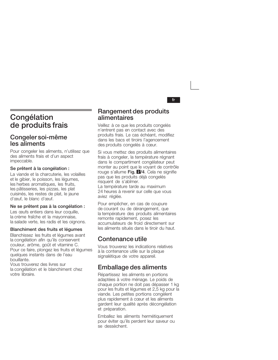 Congélation de produits frais, Congeler soićmême les aliments, Rangement des produits alimentaires | Contenance utile, Emballage des aliments | Siemens GU15DA55 User Manual | Page 33 / 65