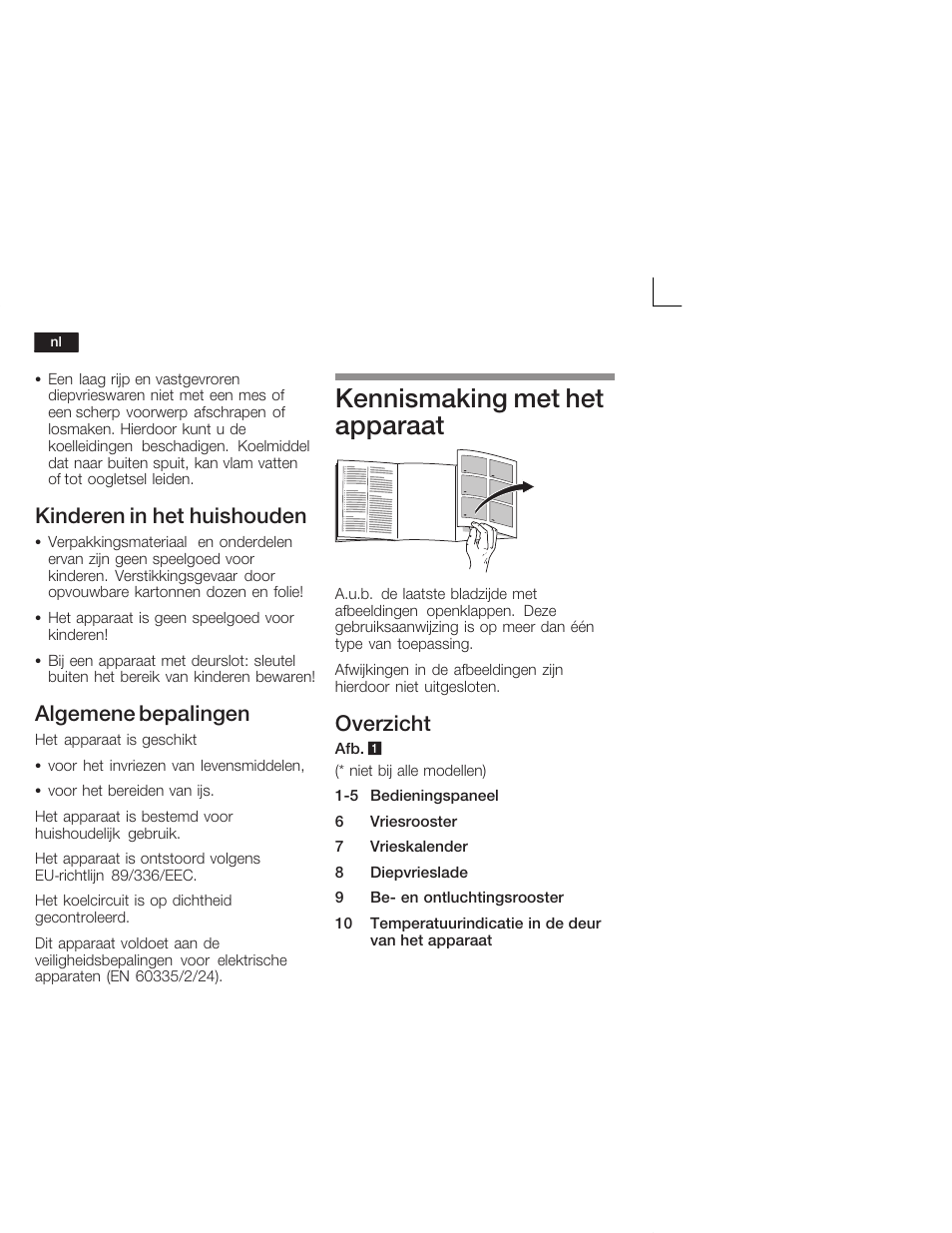 Kennismaking met het apparaat, Kinderen in het huishouden, Algemene bepalingen | Overzicht | Siemens GU15DA55 User Manual | Page 52 / 65