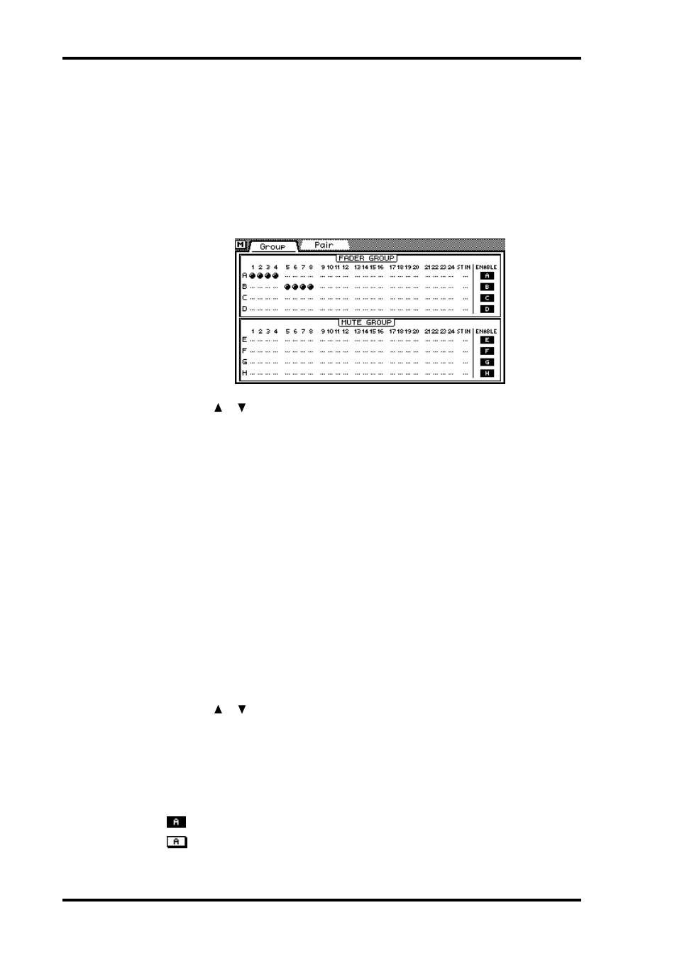 Fader groups, Making a fader group, Disabling a fader group | ALESIS 03D User Manual | Page 122 / 302