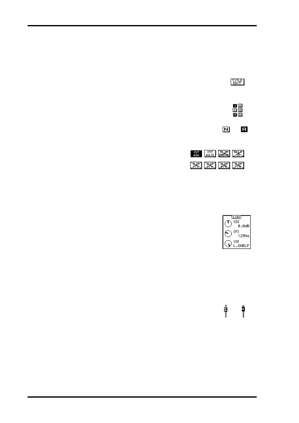 Display elements, Switches, Rotary controls | Faders | ALESIS 03D User Manual | Page 38 / 302